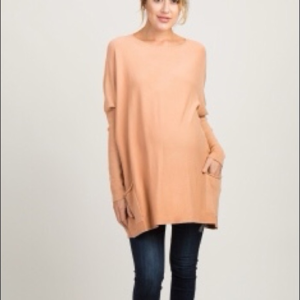 Peach pocketed maternity sweater S Pinkblush